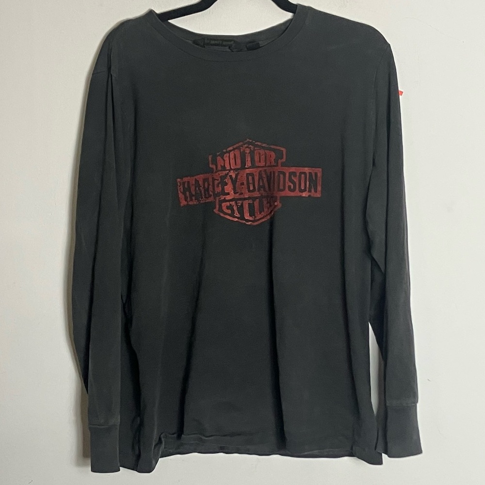 Vintage 90s Velvet‎ Burnout Logo Harley Davidson Grunge Long Sleeve Tee L XL